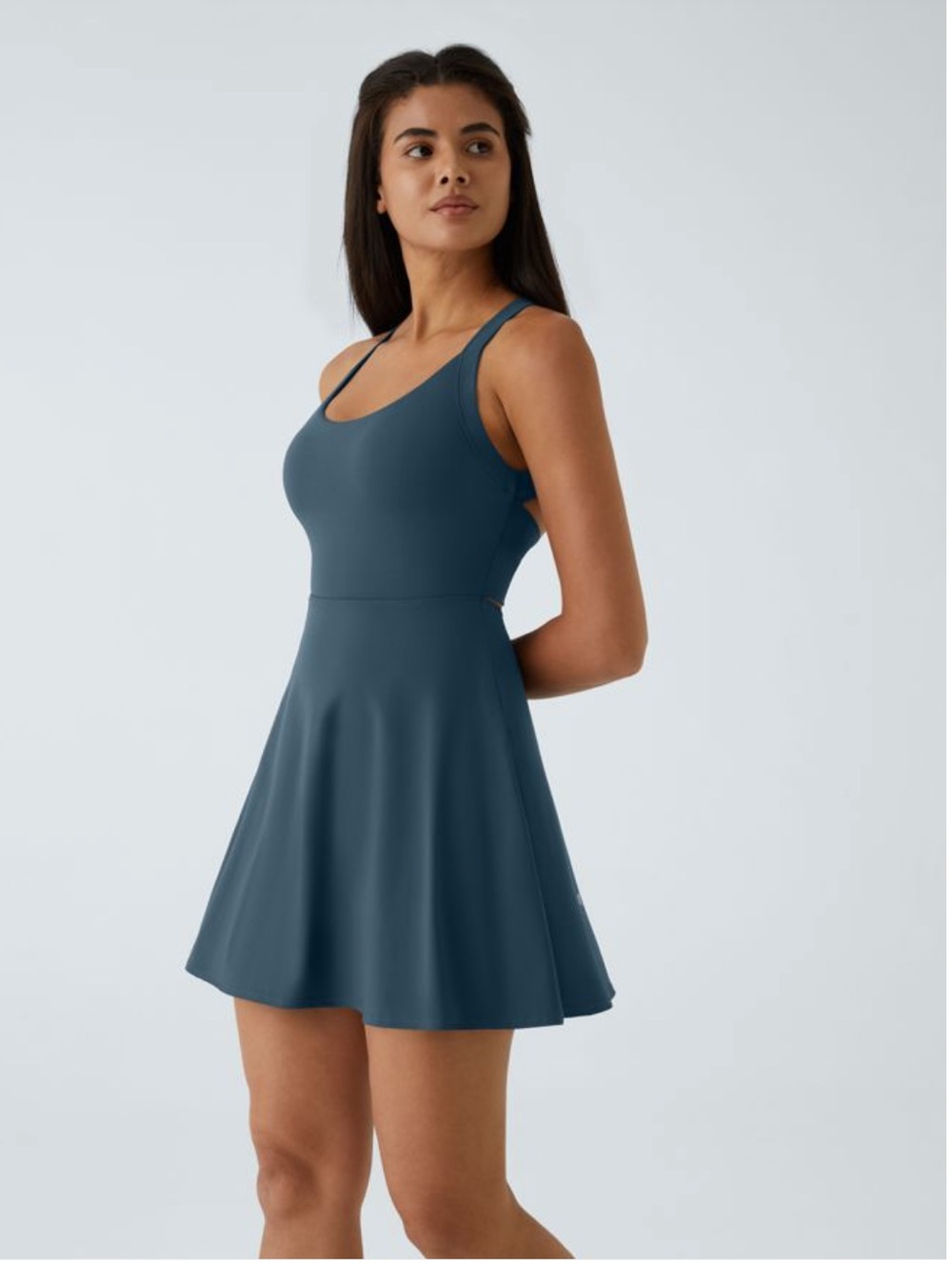 NWT Halara SoftlyZero Airy Backless Active Dress w/ Shorts - Navy Blue - Size XL